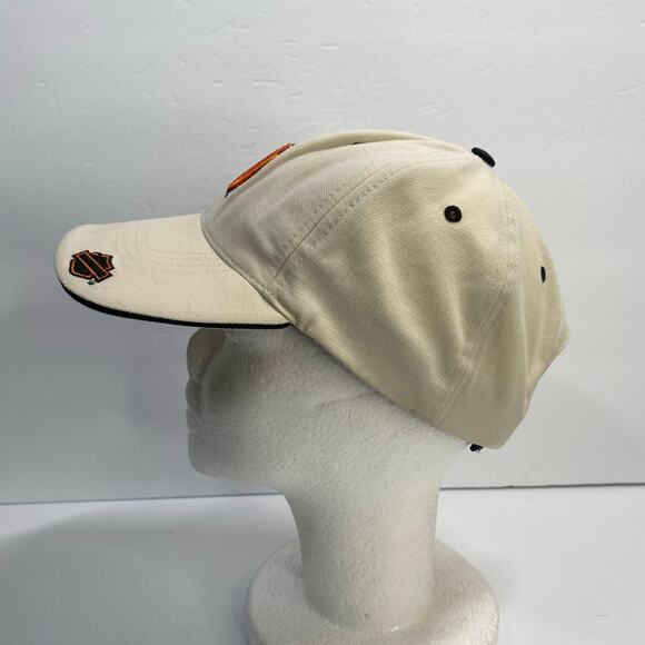 Harley Davidson Baseball Cap Beige Orange Logo Bar Shield Patch Hat - Picture 2 of 13